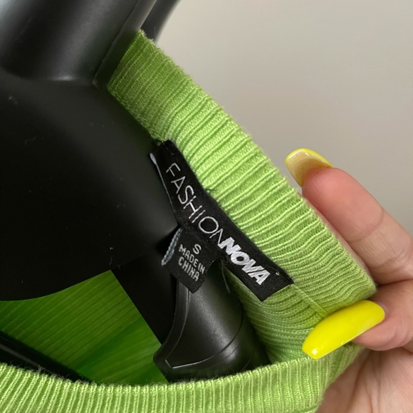 Lime Knitted Sweater Dress - Picture 3 of 4